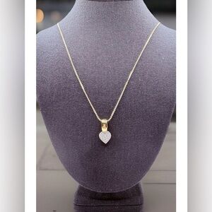 Vintage Swarovski Crystal Pave Heart Pendant Necklace Gold Tone Large Bale 24”